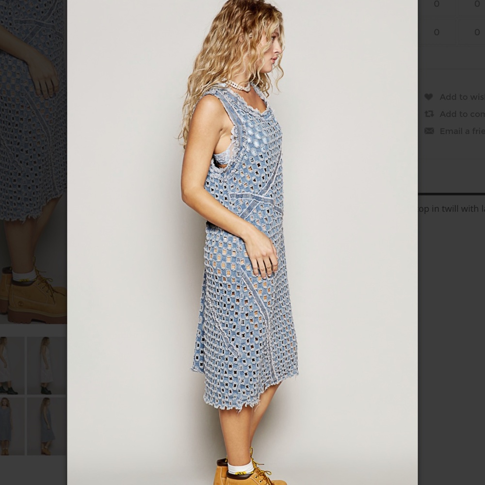 POL Blue Crochet Maxi Dress; Size L; New - Picture 3 of 9